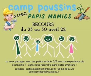 Mini Camp poussins papis mamies à Bécours avril 2022